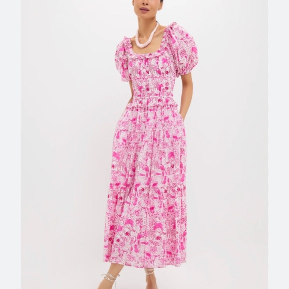 Ro's Garden Dresses & Skirts - Ro's Garden Percy Annapolis NWT Chic Pink Patterned Midi Dress size M